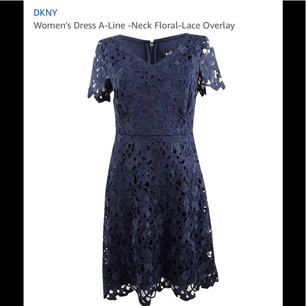 DKNY A-Line Floral-Lace Overlay Dress NWT Size 4